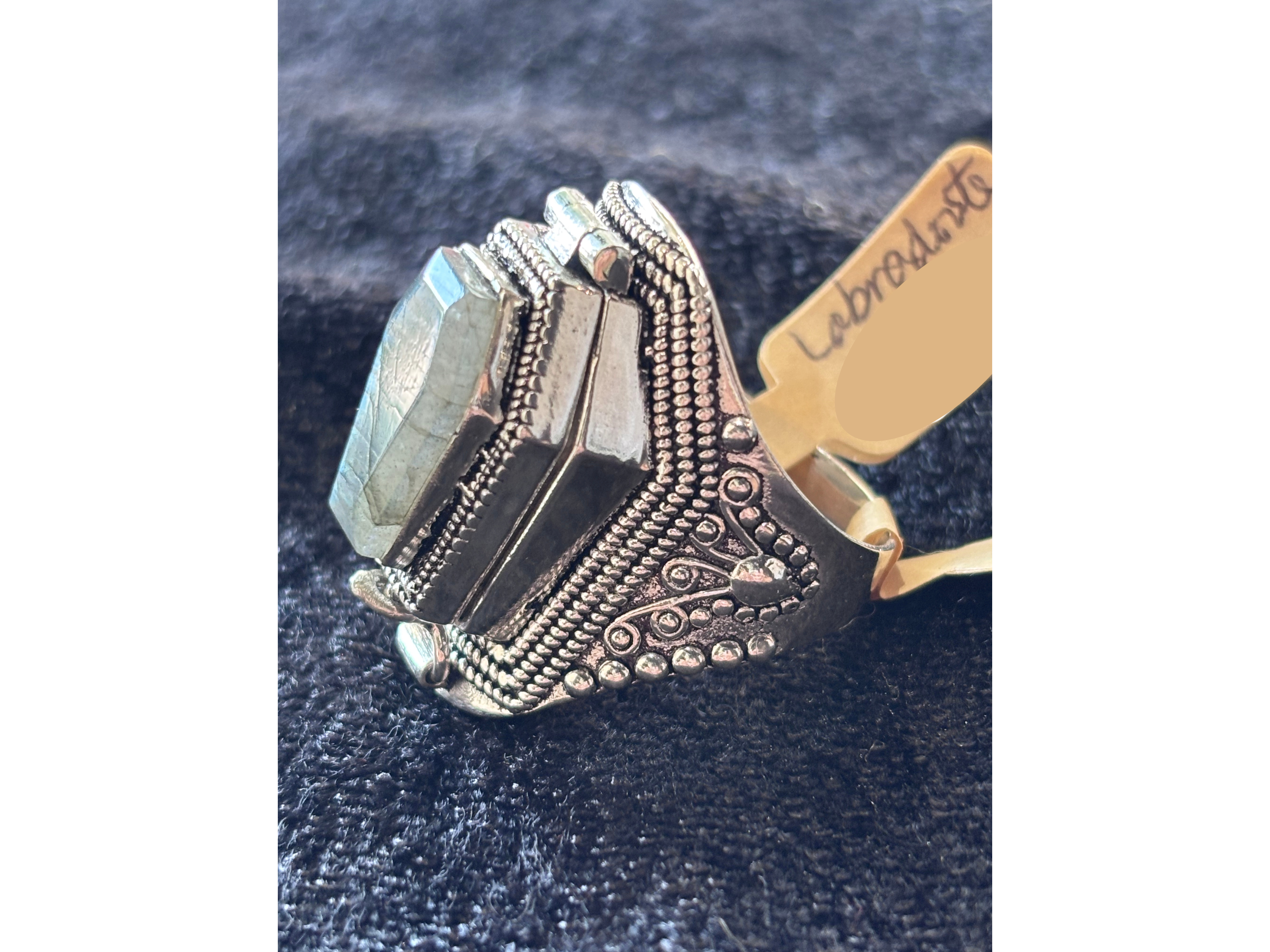 Labradorite Coffin Box Extra Large Ring Size 12 - Alloy - LR78