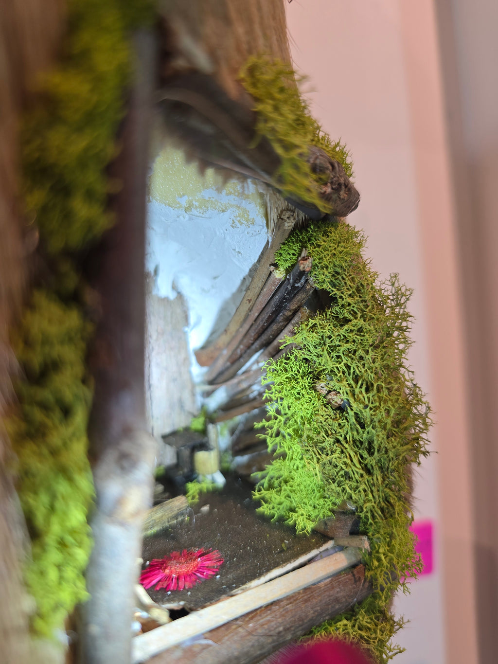 Deer Mount with Hand Crafted Fairy Cottages