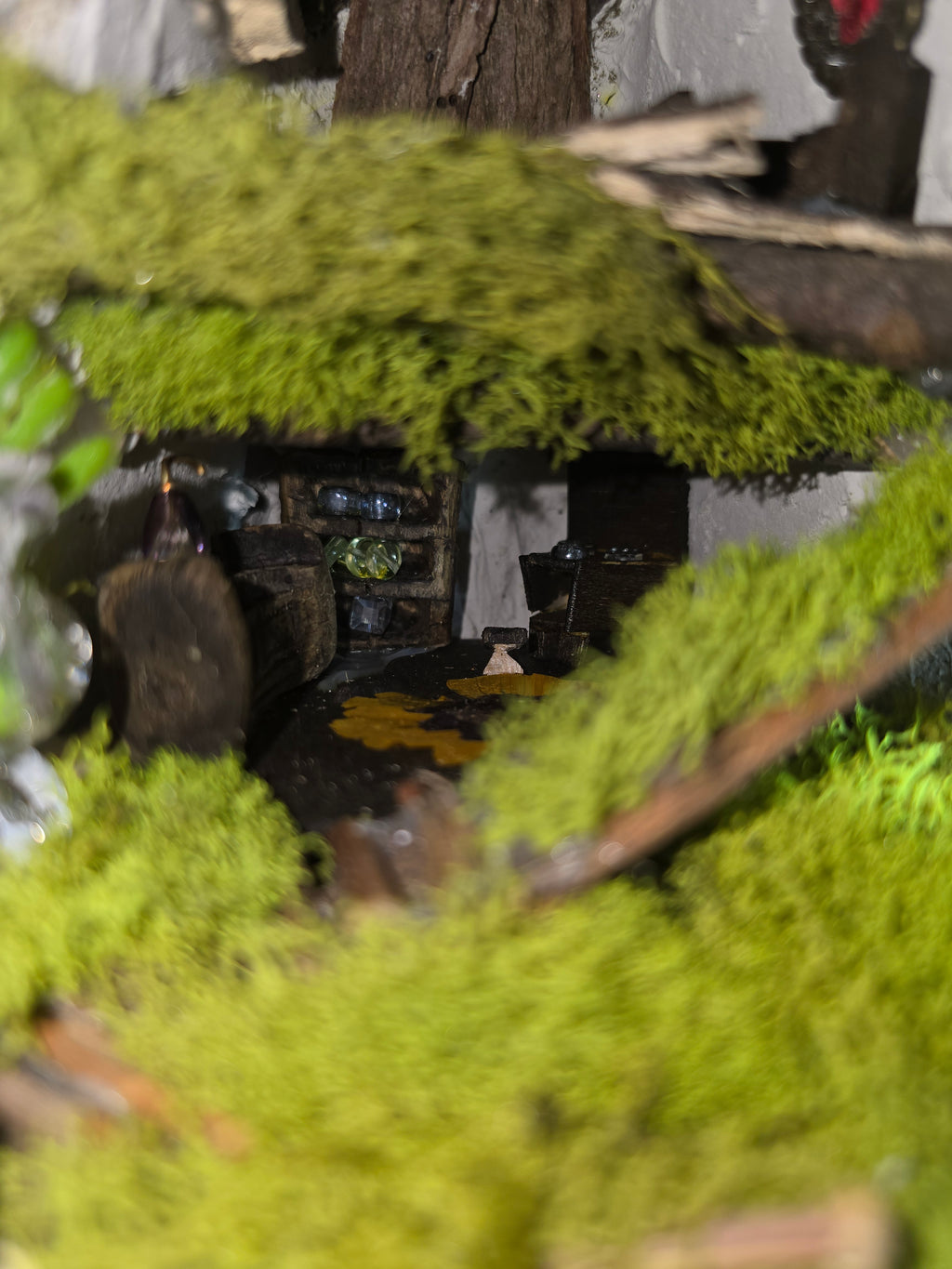Deer Mount with Hand Crafted Fairy Cottages