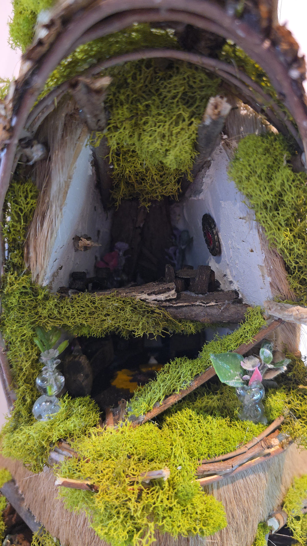 Deer Mount with Hand Crafted Fairy Cottages