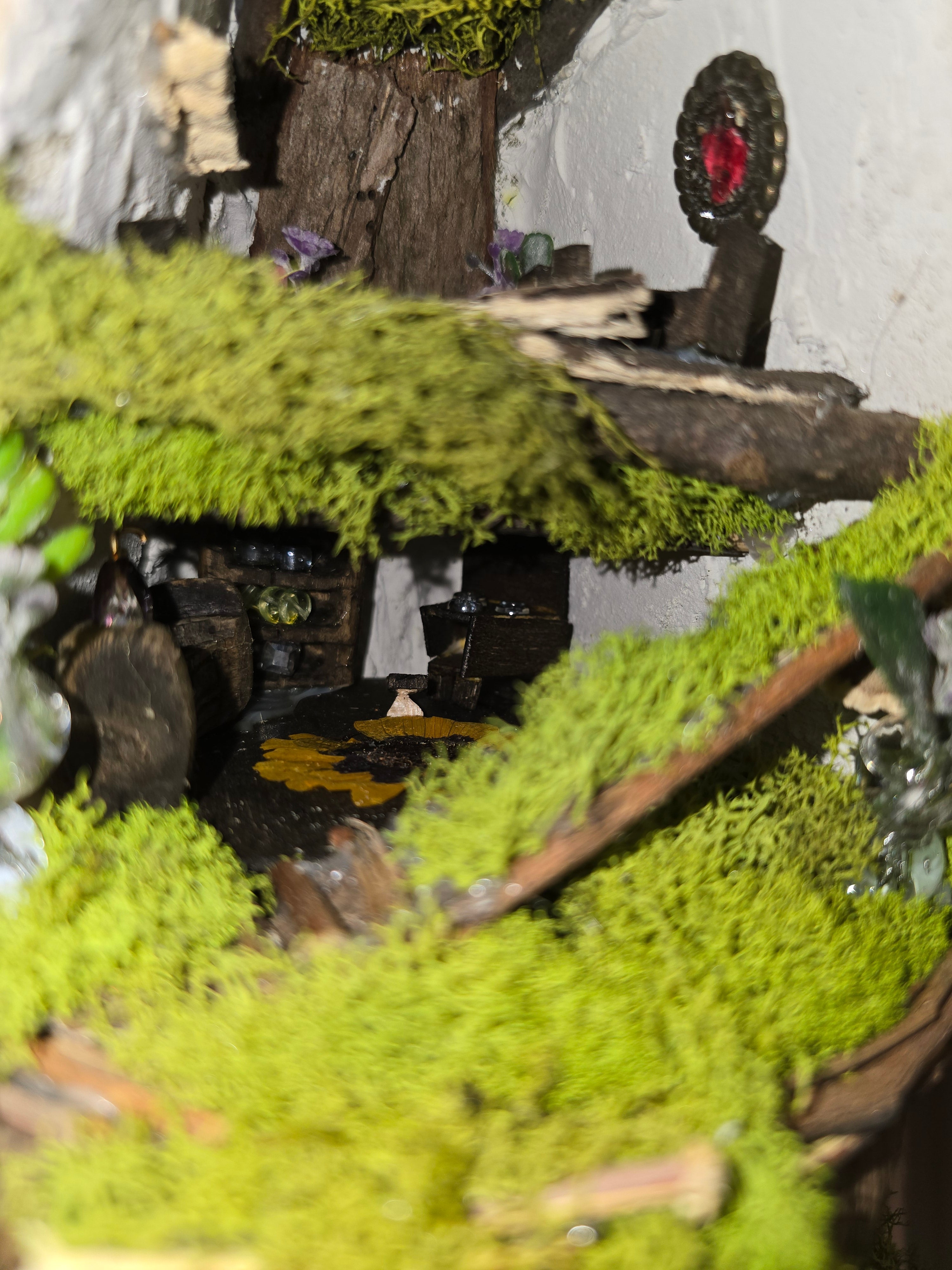 Deer Mount with Hand Crafted Fairy Cottages