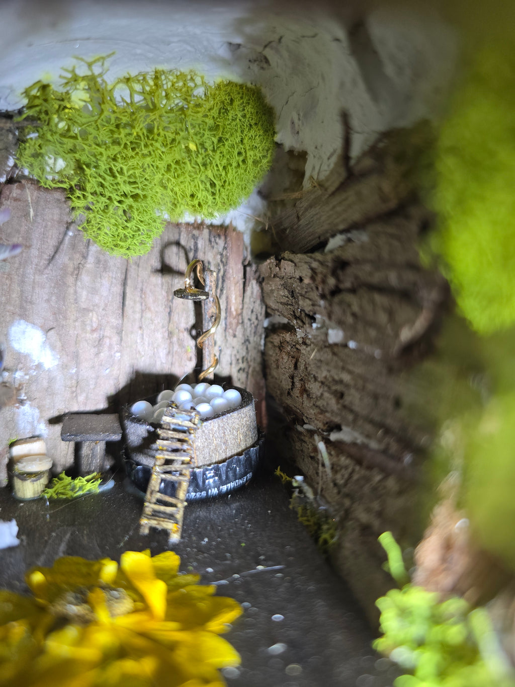Deer Mount with Hand Crafted Fairy Cottages