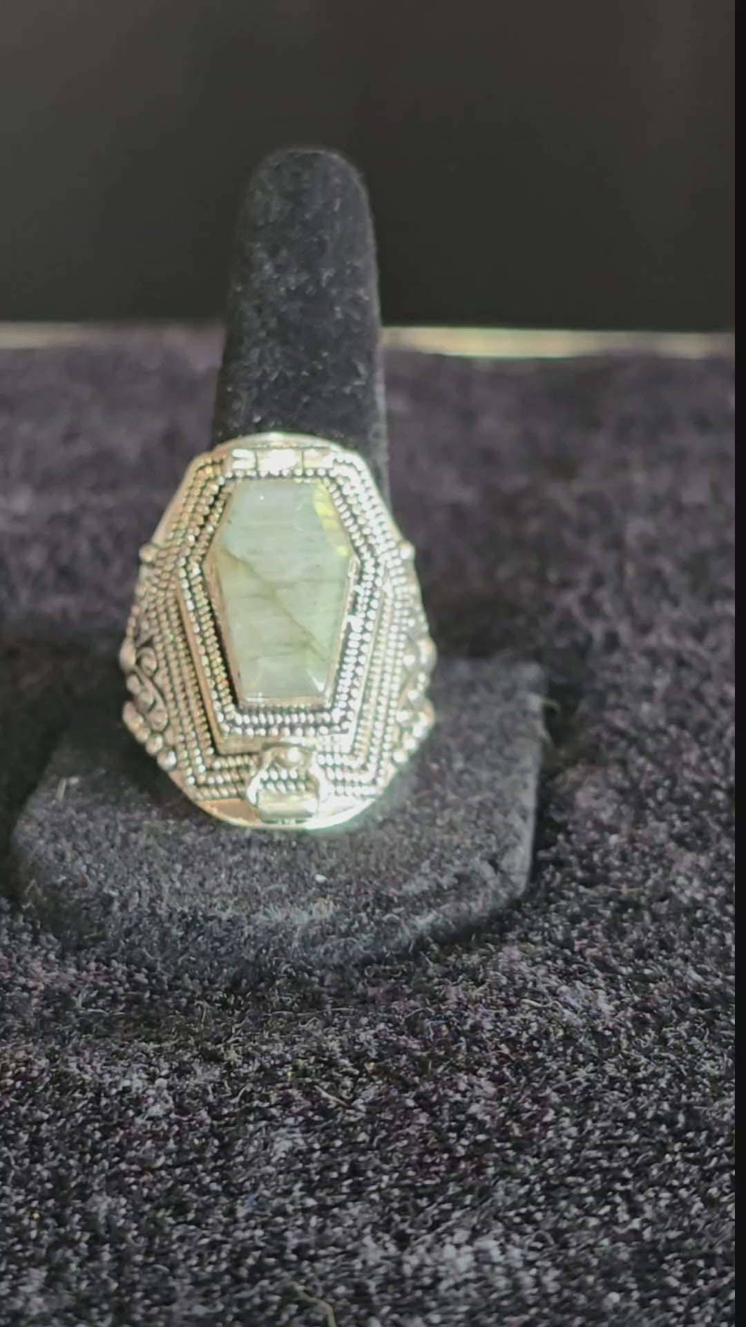 Labradorite Coffin Box Extra Large Ring Size 12 - Alloy - LR78