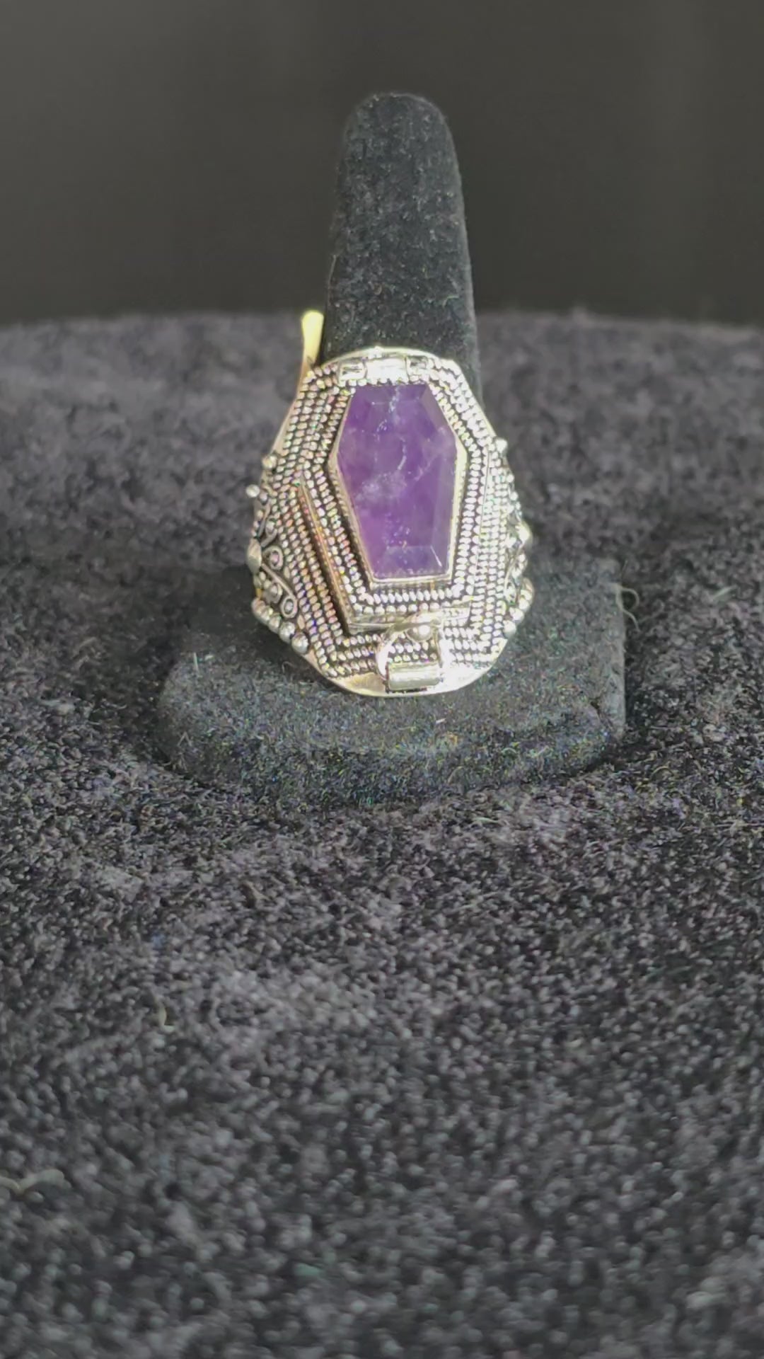 Amethyst Coffin Box Extra Large Ring Size 12 - Alloy - LR74